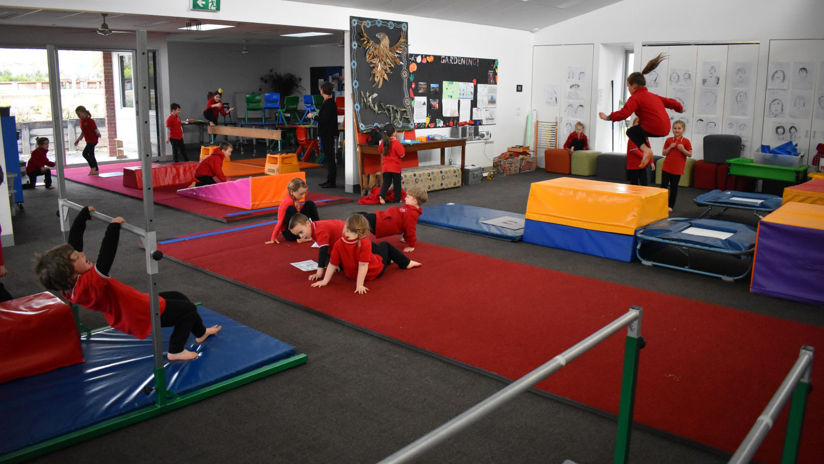photo of gymnastics in a primary school
